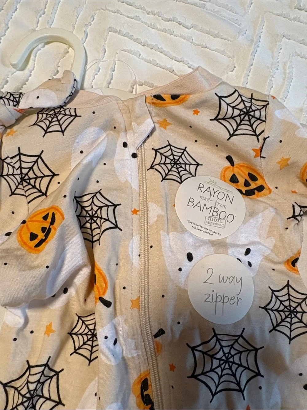 Unbranded Tan Halloween Pumpkin & Ghost Footie with Zipper